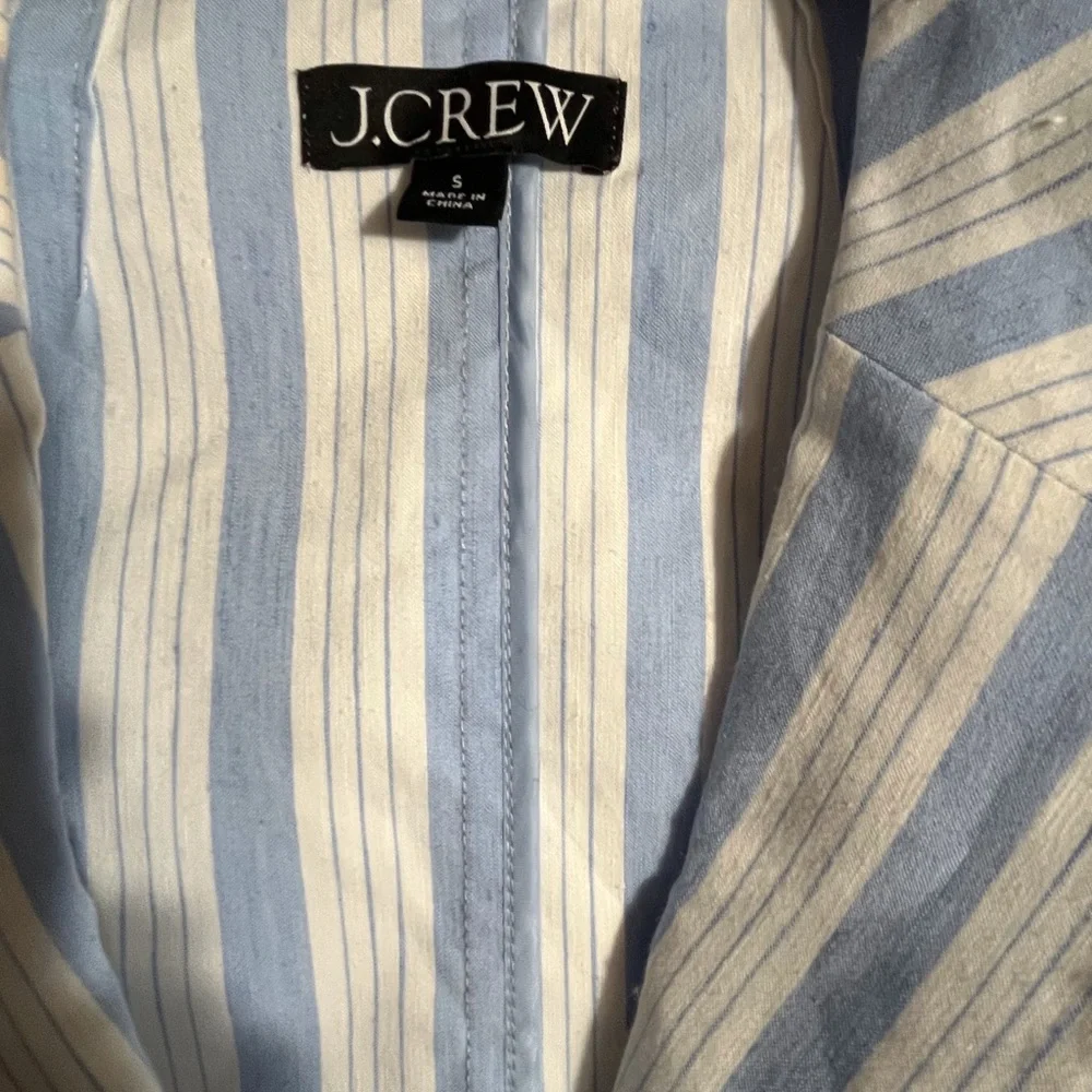 J. Crew Linen Striped Blue & White Blazer Jacket S